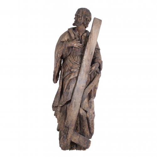 CASTILIAN SCHOOL, LATE 17TH CENTURY. CARVING OF SAINT PETER.