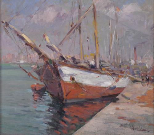 JOAQUIM TERRUELLA MATILLA (1891-1957). "SHIP IN PORT".