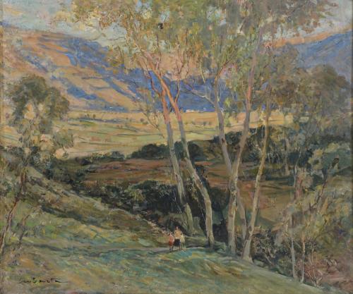 FRANCESC LABARTA I PLANAS (1883-1963). "LANDSCAPE WITH FIGURES".