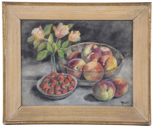 FRANCESC ABELLÓ ROCA (1875-?)  "STILL LIFE WITH PEACHES AND