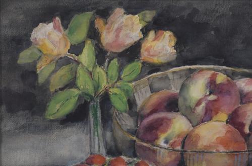 FRANCESC ABELLÓ ROCA (1875-?)  "STILL LIFE WITH PEACHES AND