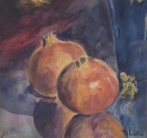 FRANCESC ABELLÓ ROCA (1875-?) "STILL LIFE WITH POMEGRANATES".