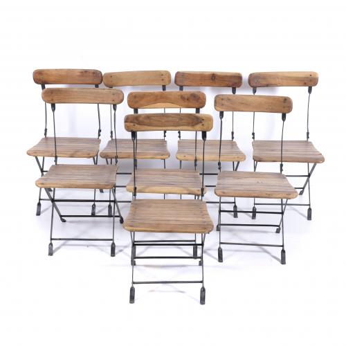 EIGHT GARDEN CHAIRS, FIRST HALF OF THE 20TH CENTURY.