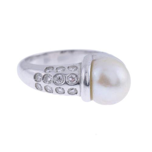 Fashion Natural Freshwater black white Double pearl ring For Women wedding  gift
