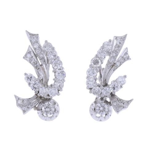 DIAMONDS EARRINGS, 1950'S.