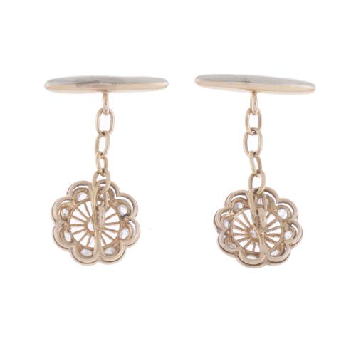 CUFFLINKS WITH DIAMONDS, MID 20TH CENTURY.