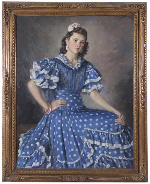 ALBERT RÀFOLS CULLARÉS (1892-1986).  "GIRL IN A BLUE GYPSY&#39;