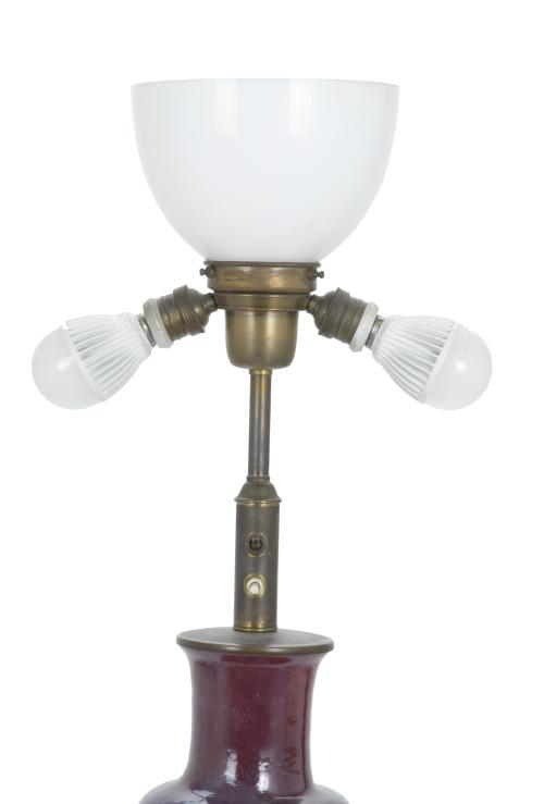 VASE TRANSFORMED INTO A LAMP, "SANG DU BEUF". CHINA, MID 20