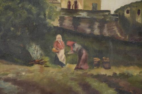 20TH CENTURY SPANISH SCHOOL. "COUNTRY LANDSCAPE WITH FIGURE