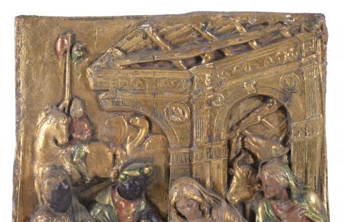 19TH CENTURY, SPANISH SCHOOL. PANEL WITH RELIEF DEPICTING T