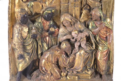 19TH CENTURY, SPANISH SCHOOL. PANEL WITH RELIEF DEPICTING T