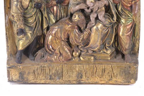 19TH CENTURY, SPANISH SCHOOL. PANEL WITH RELIEF DEPICTING T