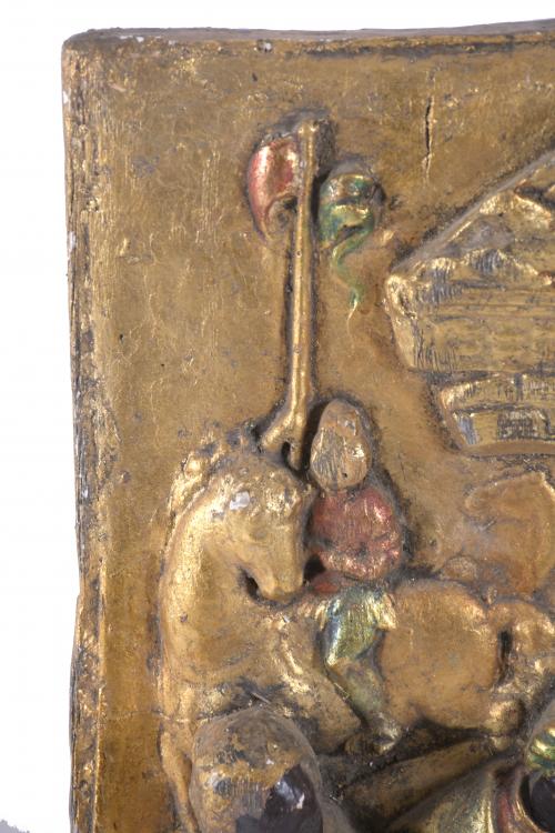 19TH CENTURY, SPANISH SCHOOL. PANEL WITH RELIEF DEPICTING T