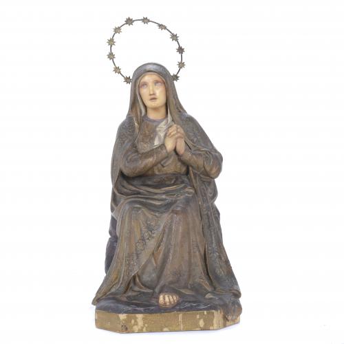 POLYCHROME CARVING OF MADONNA, LATE 19TH CENTURY.