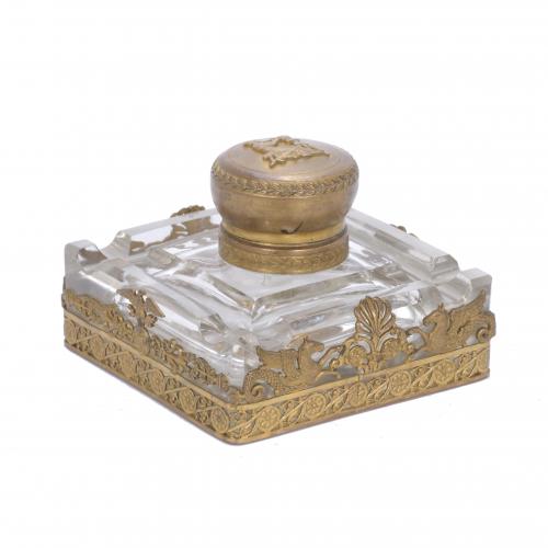 FRENCH INKWELL, EMPIRE STYLE, LATE 19TH CENTURY.