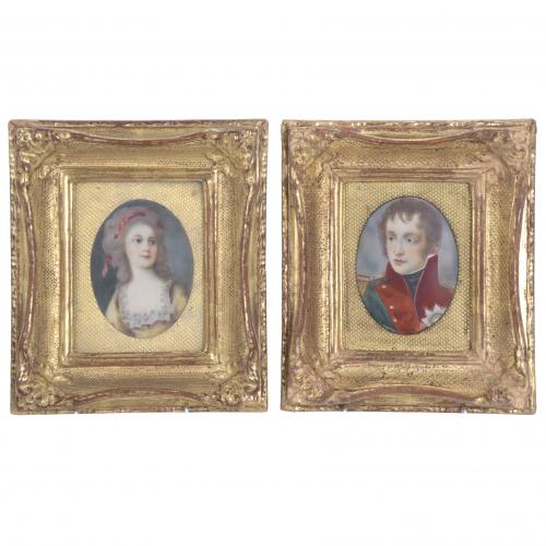 PAIR OF REGENCY MINIATURES, LATE 19TH CENTURY.