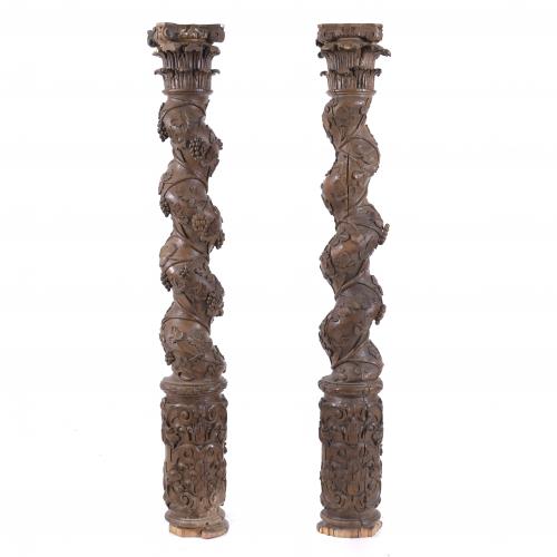 TWO SALOMON COLUMNS, SECOND HALF OF THE 19TH CENTURY.