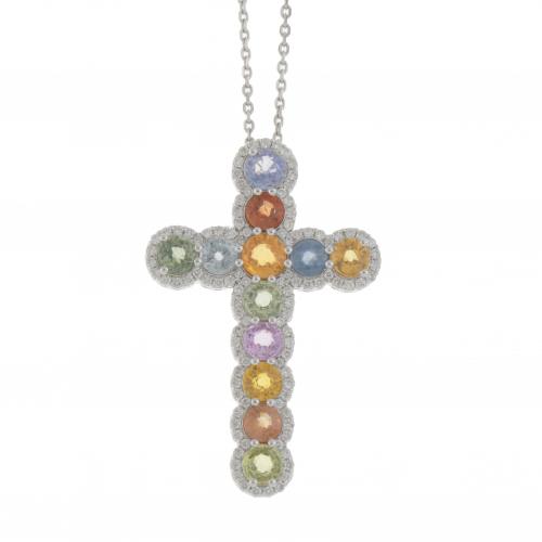 COLOURED PENDANT CROSS.