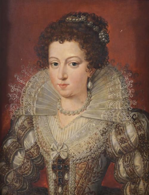 AFTER FRANZ POURBUS II. 19TH CENTURY. COPY OF "PORTRAIT OF ANNE OF AUSTRIA", now in the National Gallery of Art, Karlsruhe, Germany.