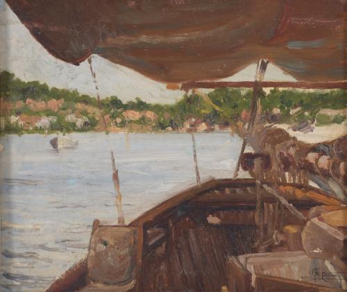 ALEXANDRE CARDUNETS CAZORLA (1871-1944). "VIEW FROM THE BOAT".