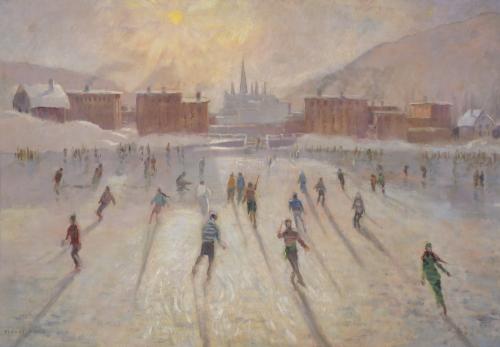  FRANCISCO PLANAS DORIA (1879-1955).  "SKATING IN DAVOS, SUIZA"