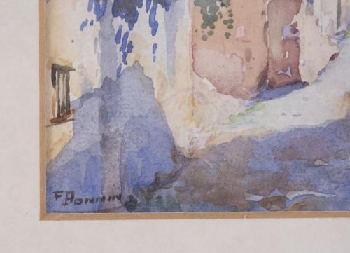 FRANCISCO BONNIN GUERIN (1874-1963).  "STREET OF A VILLAGE"
