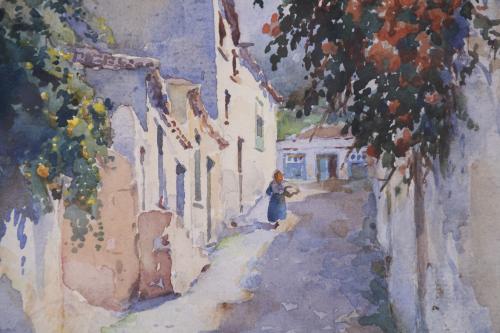 FRANCISCO BONNIN GUERIN (1874-1963).  "STREET OF A VILLAGE"