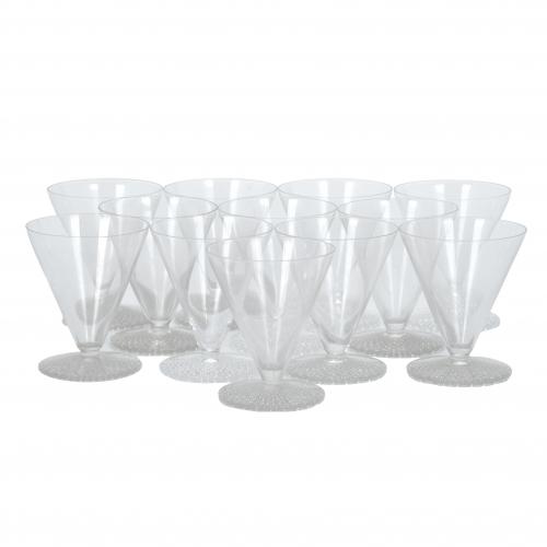 LALIQUE. TWELVE WINE GLASSES, TOKYO MODEL.