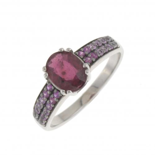 RING WITH RUBY AND ROSE SAPPHIRES.