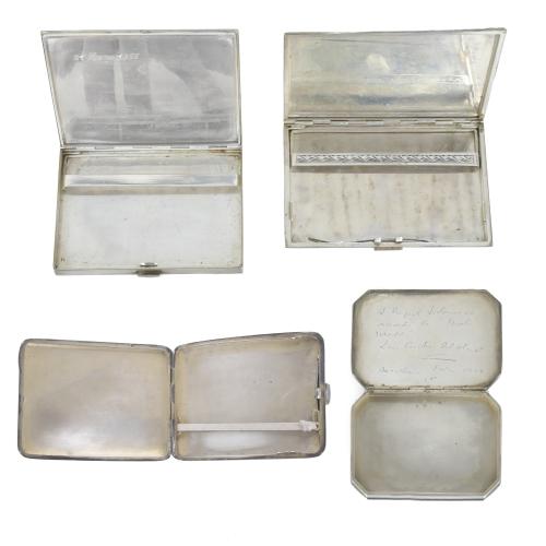 THREE SILVER CIGARETTE CASES.