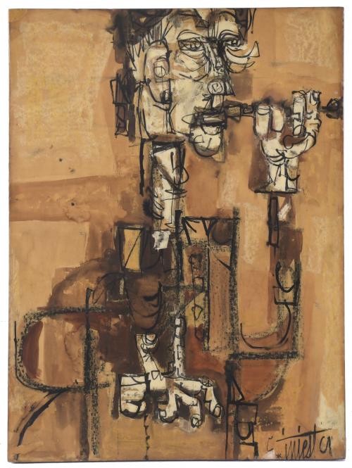 EDMOND INIESTA (20TH CENTURY). "FLAUTIST".