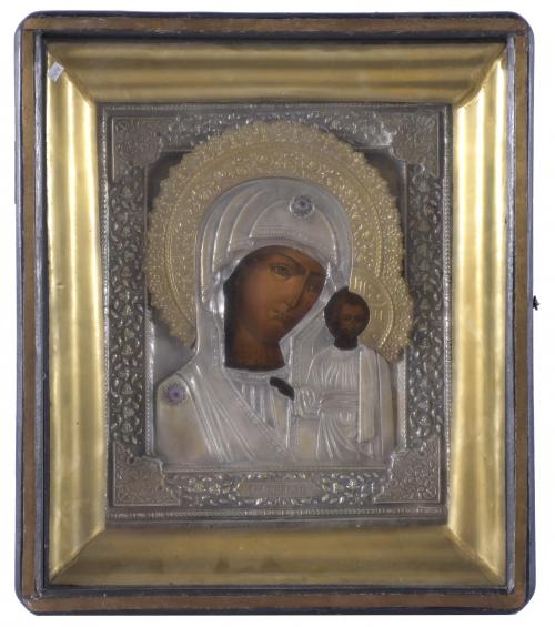ICONO RUSO, SIGLO XIX. "VIRGEN CON NIÑO".
