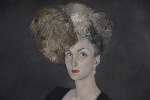 PERE PRUNA OCERANS (1904-1977). "DAMA EN FONDO NEGRO", 1944.