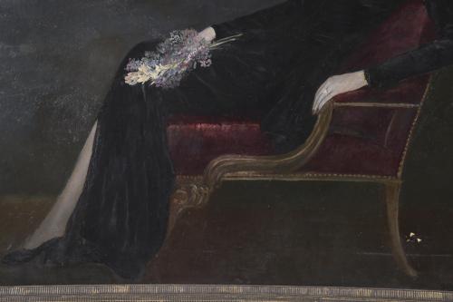 PERE PRUNA OCERANS (1904-1977). "DAMA EN FONDO NEGRO", 1944.