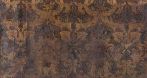 FRAGMENT OF PHILIPPE V EMBOSSED LEATHER, EARLY 18TH, CENTURY CIRCA 1720-30.