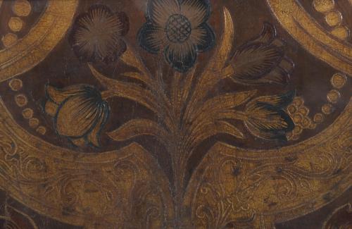 FRAGMENT OF PHILIPPE V EMBOSSED LEATHER, EARLY 18TH, CENTUR