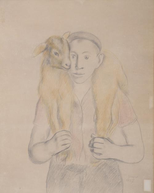 JOAQUIM SUNYER MIRÓ (1874-1956). "SHEPHERD AND LAMB", 1947.