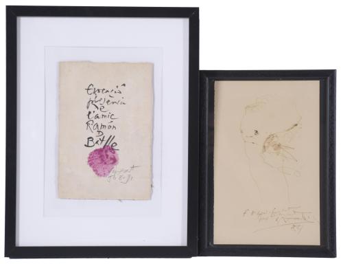 MODEST CUIXART i TÀPIES (1925-2007). PAIR OF WORKS WITH DEDICATION