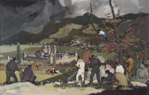 RAFAEL DURANCAMPS (1891-1979). "CAPEA CON EL ESCORIAL DE FONDO".