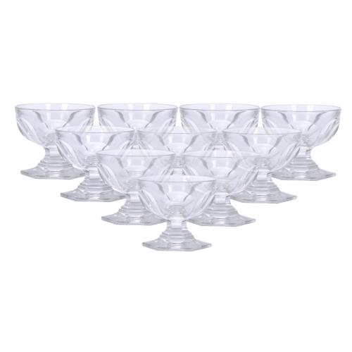 BACCARAT. MODELO HARCOURT, DIEZ COPAS DE CHAMPAGNE.