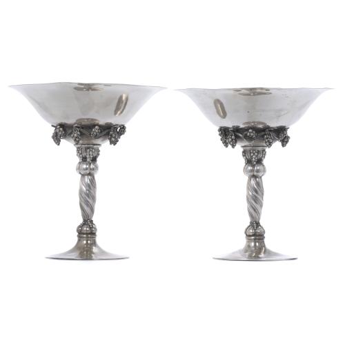 GEORG JENSEN (1866-1935). PAIR OF CENTREPIECES, CIRCA 1930.