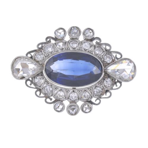 GEMSTONES BROOCH, EARLY 20TH CENTURY.