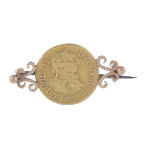 CHARLES III COIN BROOCH.