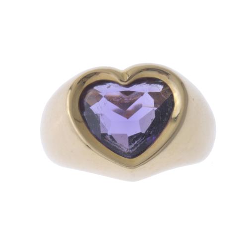 HEART RING WITH AMETHYST.