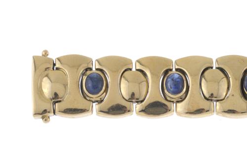PULSERA ARTICULADA CON CABUJONES DE ZAFIROS.