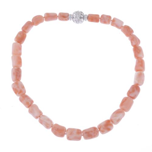 ANGEL SKIN CORAL BEADS NECKLACE.