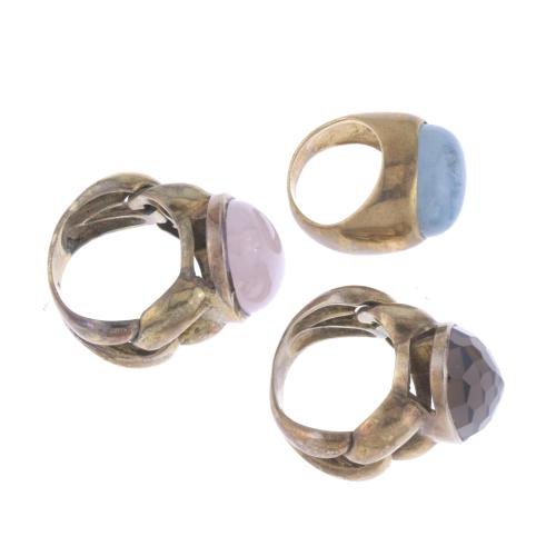 THREE NATURAL STONE RINGS.