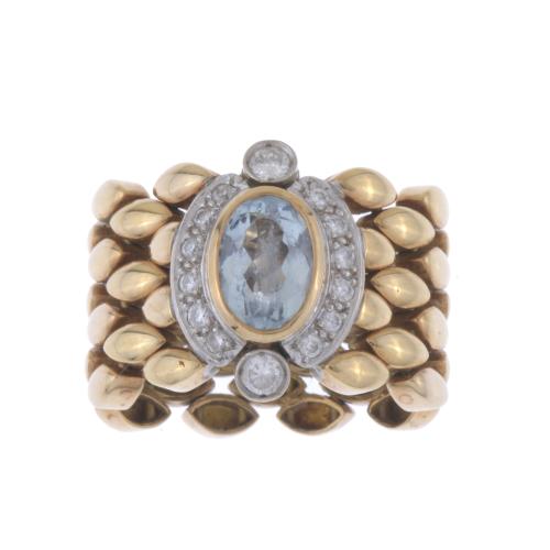 MESH RING WITH AQUAMARINE.
