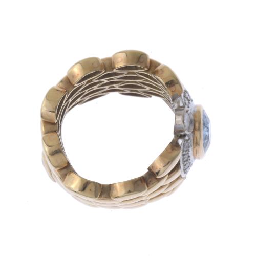 MESH RING WITH AQUAMARINE.