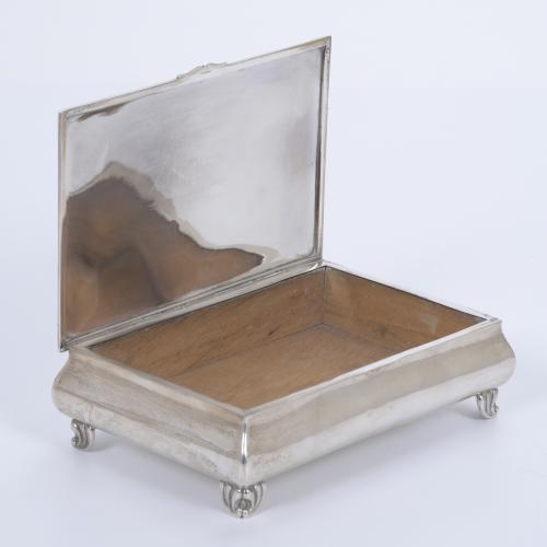 SILVER CIGAR BOX, CIRCA 1950.